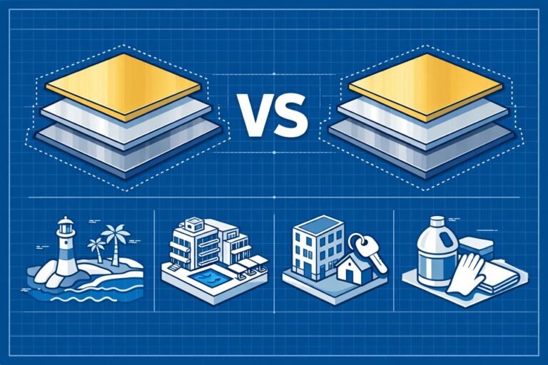SS304 vs SS201 + Surface Finish Stack Selection Guide (Coastal, Hotel, Rental, High-Chlorine)
